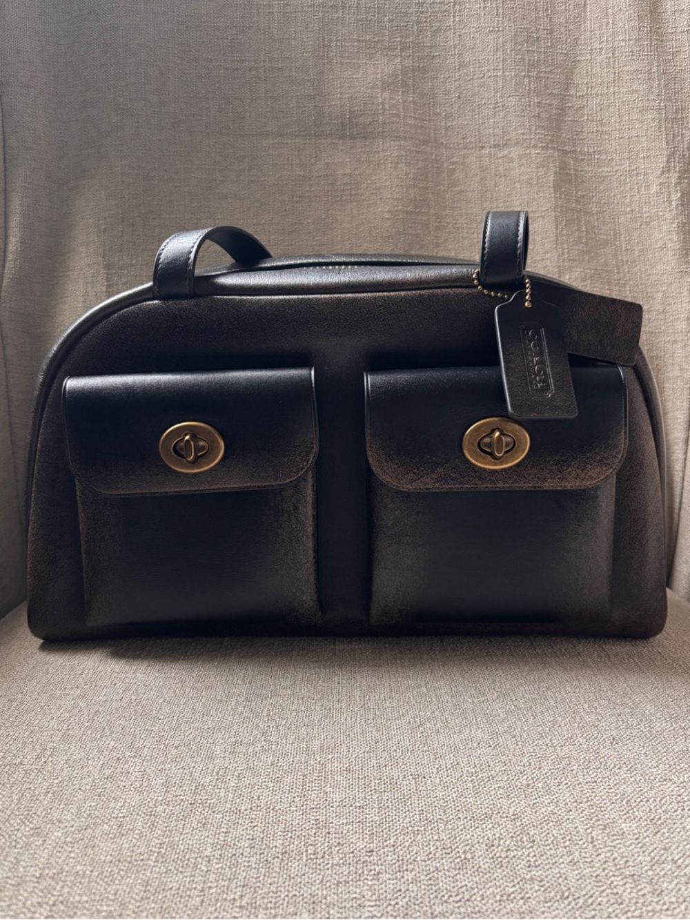 Coach Twin Turnlock Bag In Loved Leather